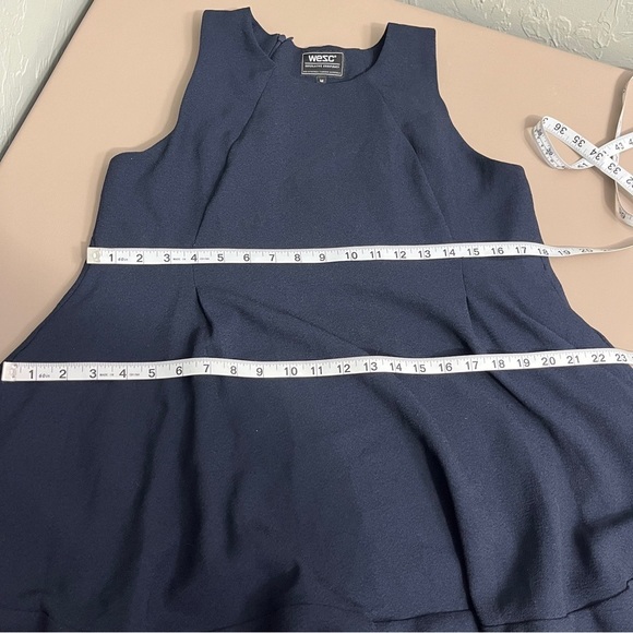 🦩 Wesc Navy Blue Sleeveless A-Line Dress‎ Medium knee length - Picture 16 of 16